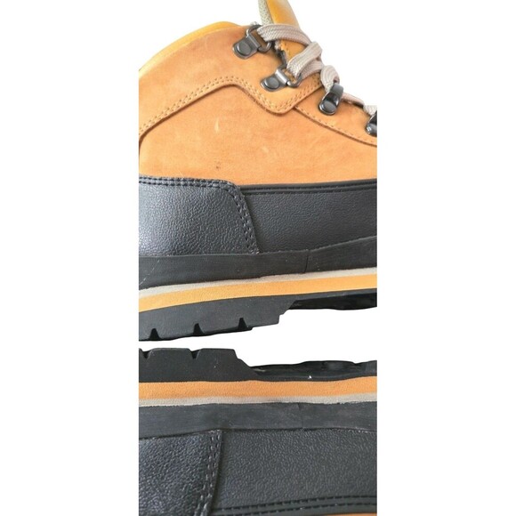 Timberland Euro Hiker Boot Brown Black Leather Shell Toe Logo Boys Size 3 - Picture 6 of 8